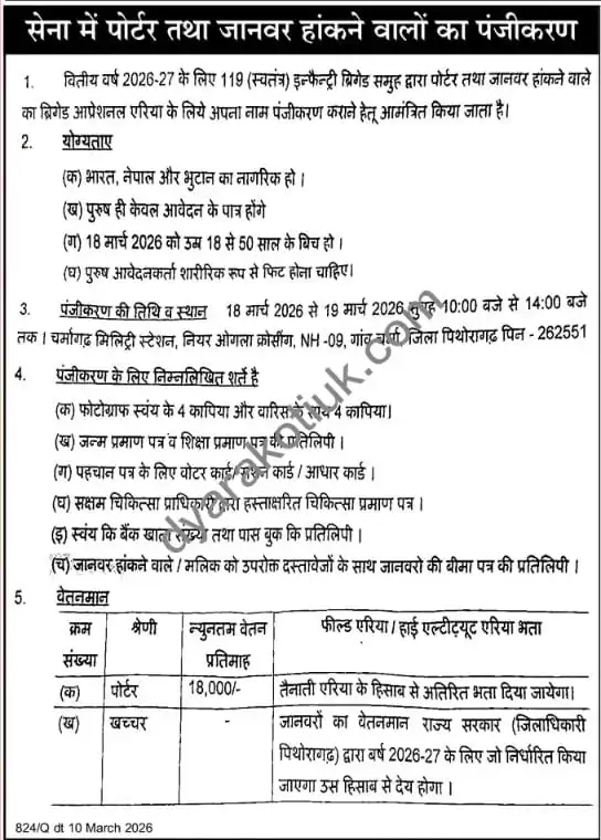 Charmagarh Military Station Pithoragarh Porter Bharti charmagarh military station pithoragarh