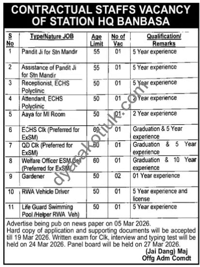 station hq banbasa recruitment